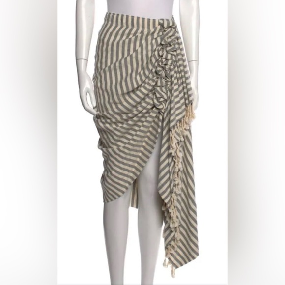 Just Bee Queen Blue and Cream Tulum Stripe Skirt Size M - Picture 2 of 12